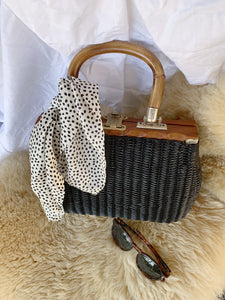 Square wicker online purse